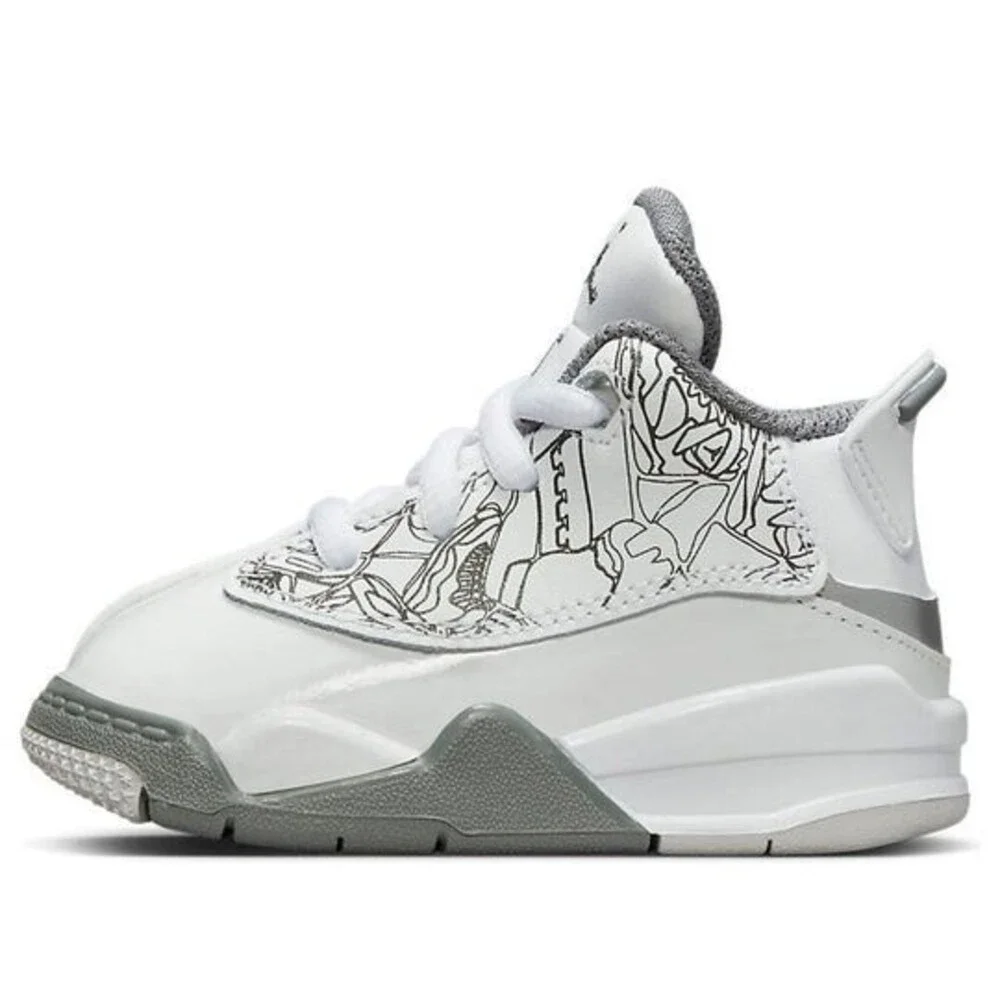 Air Jordan Dub Zero DV1358-107 Toddler 4 White Cool Gray Lifestyle Shoes GBNC22